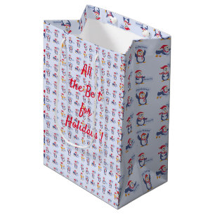 Merry Christmas Penguins Medium Gift Bag