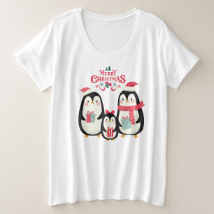 Merry Christmas Penguins Plus Size T-Shirt