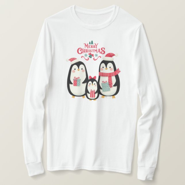 Merry Christmas Penguins T-Shirt (Design Front)