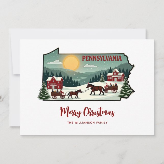 Merry Christmas Pennsylvania State Personalised  Holiday Card (Front)