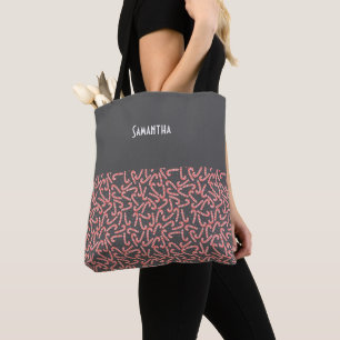 Merry Christmas Peppermint Candy Canes Snow Name Tote Bag