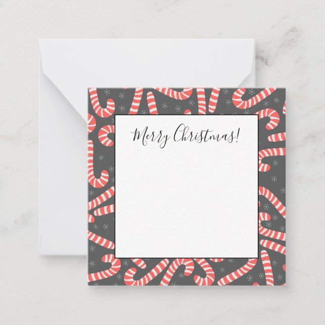 Merry Christmas Peppermint Candy Canes Snowflakes Card (Front)