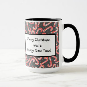 Merry Christmas Peppermint Candy Canes Snowflakes Mug