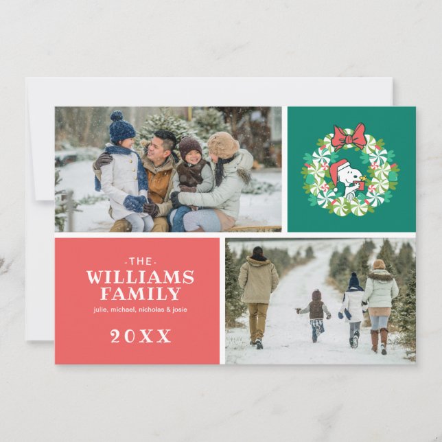 Merry Christmas Peppermint Holiday Wreath Card (Front)