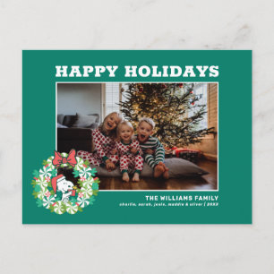 Merry Christmas Peppermint Holiday Wreath Postcard