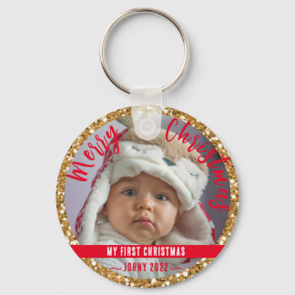 Merry Christmas personalise Button Keychain