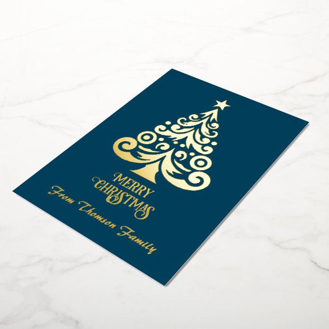Merry Christmas Personalise Gold Foil Christmas (Rotated)