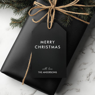 Merry Christmas Personalised Black | Custom Name Gift Tags