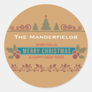 Merry Christmas Personalised Christmas Stickers