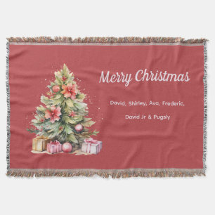 Merry Christmas Personalised Christmas Tree Throw Blanket