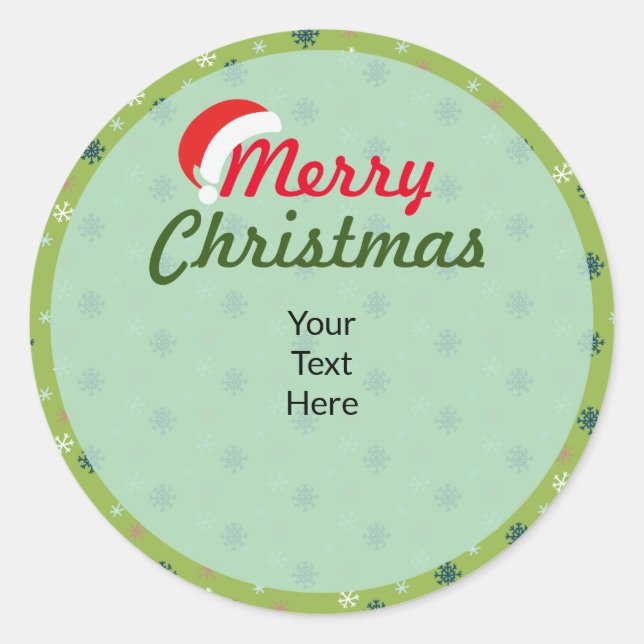 Merry Christmas Personalised Classic Round Sticker (Front)
