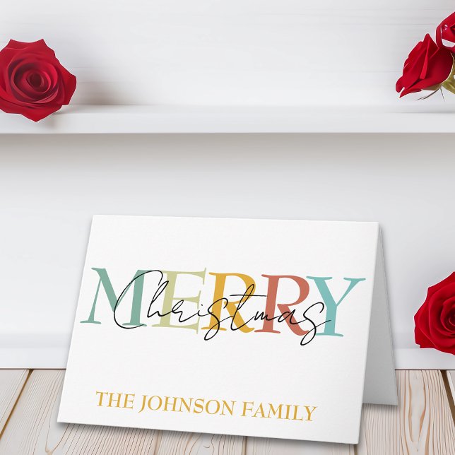 Merry Christmas Personalised Colourful Simple  Card (Creator Uploaded)