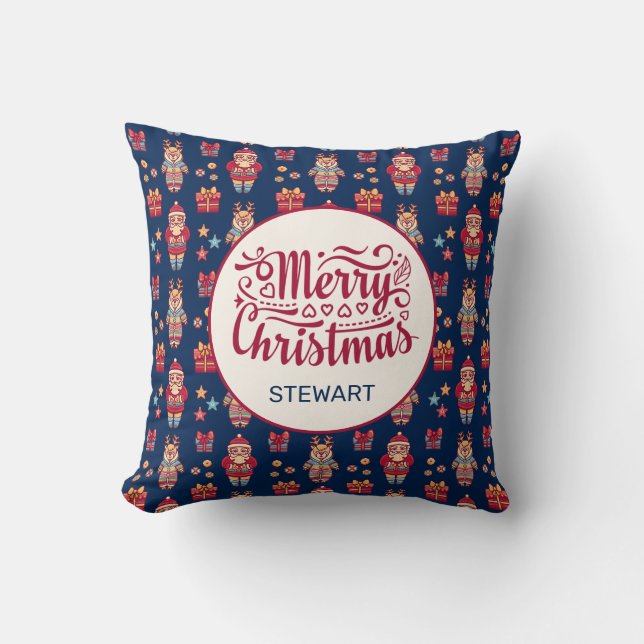 Merry Christmas Personalised Cushion (Front)