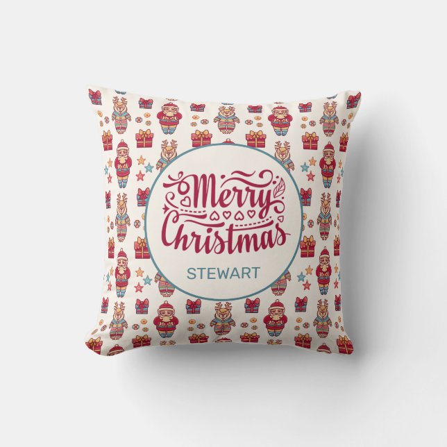Merry Christmas Personalised Cushion (Front)