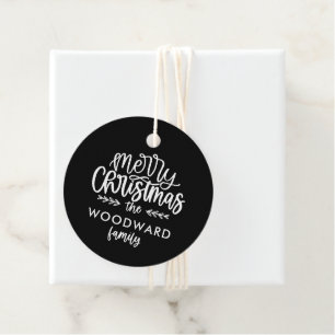 Merry Christmas Personalised Family Name Favour Tags