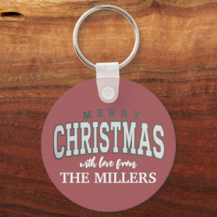 Merry Christmas Personalised Family Party 2025  Key Ring