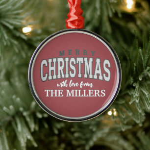 Merry Christmas Personalised Family Party 2025 Metal Tree Decoration