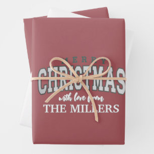 Merry Christmas Personalised Family Party 2025 Wrapping Paper Sheet