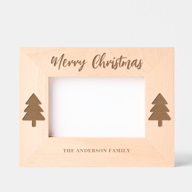 Merry Christmas Personalised Family Photo Etched Frames (Front)