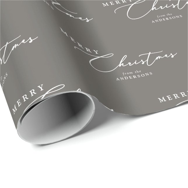 Merry Christmas Personalised Modern Elegant Script Wrapping Paper (Roll Corner)