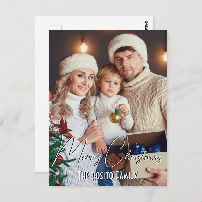 Merry Christmas Personalised Name and Photo Postcard (Front/Back)