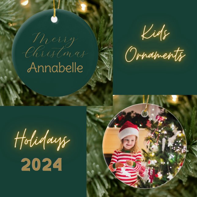 Merry Christmas Personalised Name Photo Ceramic Tree Decoration (Creator Uploaded)