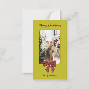 Merry Christmas Personalised Note Card   Red Bow