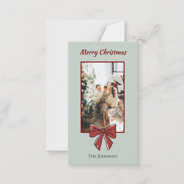 Merry Christmas Personalised Note Card | Red Bow (Front)