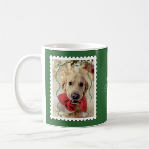 Merry Christmas Personalised Pet Photo Green Coffee Mug