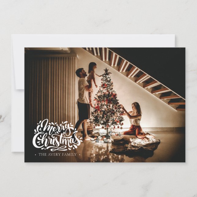 Merry Christmas Personalised Photo Deer Idyll Holiday Card (Front)