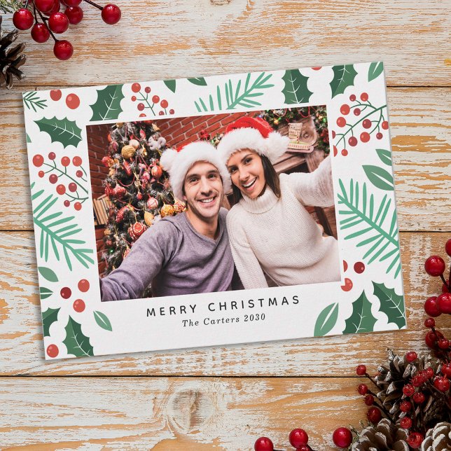 Merry Christmas Personalised Photo Greeting Holiday Card (Creator Uploaded)