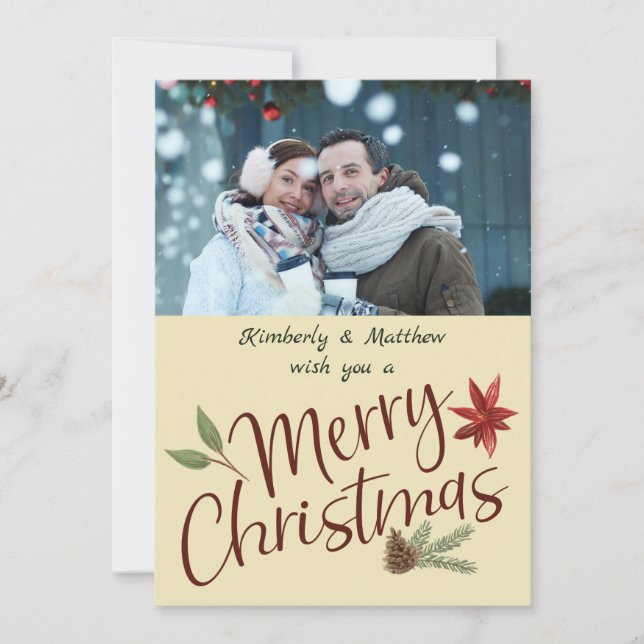 Merry Christmas Personalised Photo Holiday Card (Front)