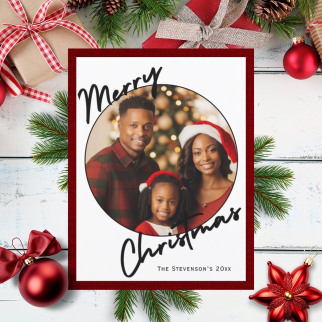 Merry Christmas Personalised Photo Holiday Postcard (Creator Uploaded)