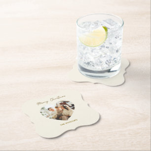 Merry Christmas Personalised Photo Paper Coaster