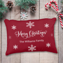 Merry Christmas Personalised Red Accent Pillow