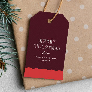 Merry Christmas personalised red and burgundy Gift Tags