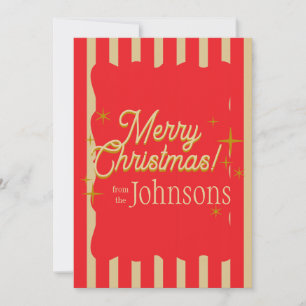 Merry Christmas Personalised Red and Gold Holiday Card