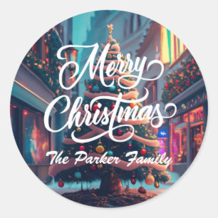 Merry Christmas Personalised round stickers 