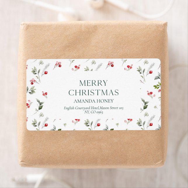 Merry Christmas Personalised Shipping Label (Insitu)