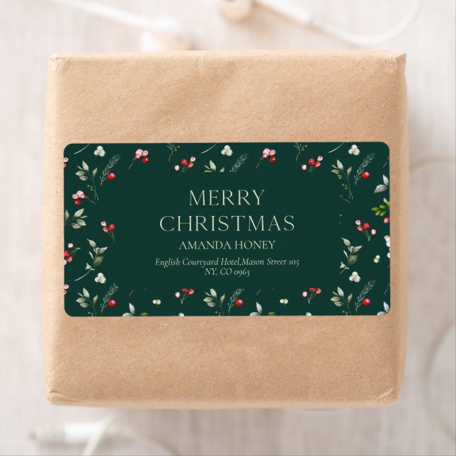 Merry Christmas Personalised Shipping Label (Insitu)