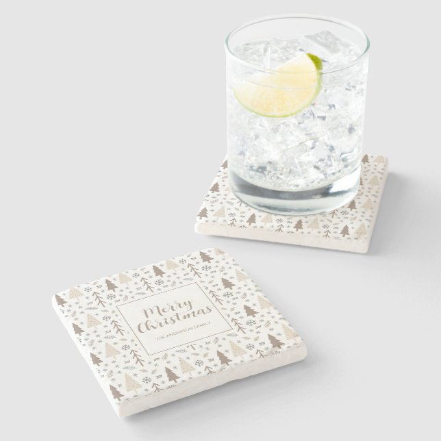 Merry Christmas Personalised Stone Coaster (Side)