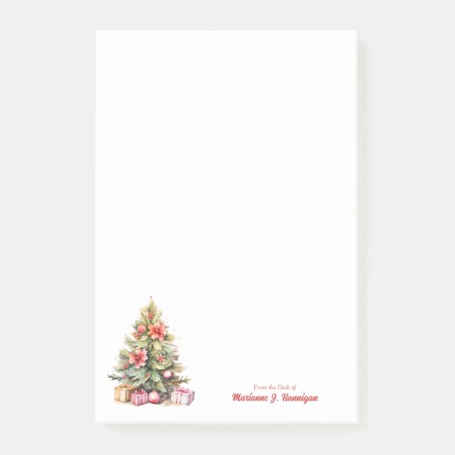 Merry Christmas Personalised Text Christmas Tree Post-it Notes (Front)