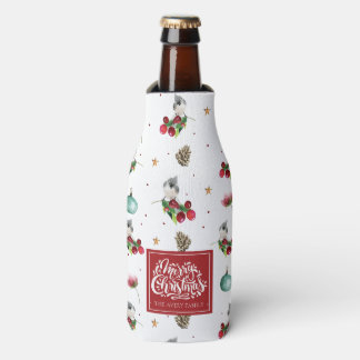 Merry Christmas Personalised Winter Bird Pattern Bottle Cooler