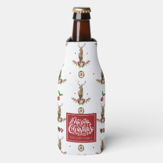 Merry Christmas Personalised Winter Deer Pattern Bottle Cooler