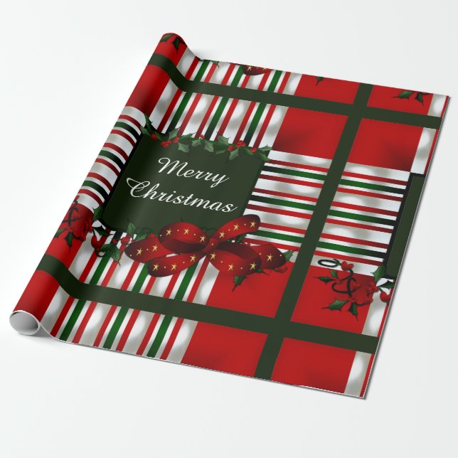 Merry Christmas Personalised Wrapping Paper (Unrolled)