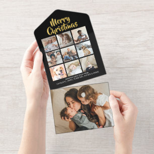 Merry Christmas Personalized 10 Photo All In One Invitation