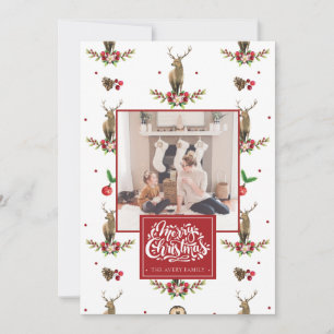Merry Christmas Personalized Photo Deer Idyll Holiday Card