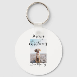 Merry Christmas pet dog cat photo holiday gifts lo Key Ring