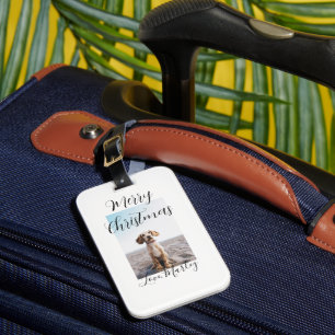 Merry Christmas pet dog cat photo holiday gifts lo Luggage Tag