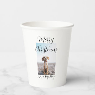 Merry Christmas pet dog cat photo holiday gifts lo Paper Cups